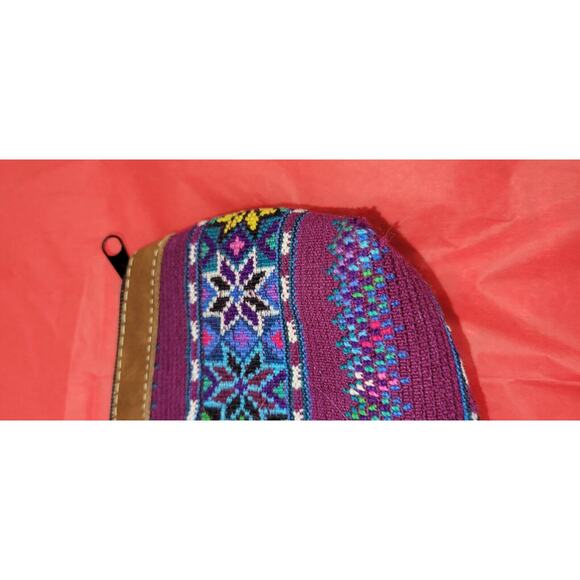 Guatemala Handmade Stitched Bright Colors Star Pattern Zip Top Small Hand Purse - Picture 4 of 6